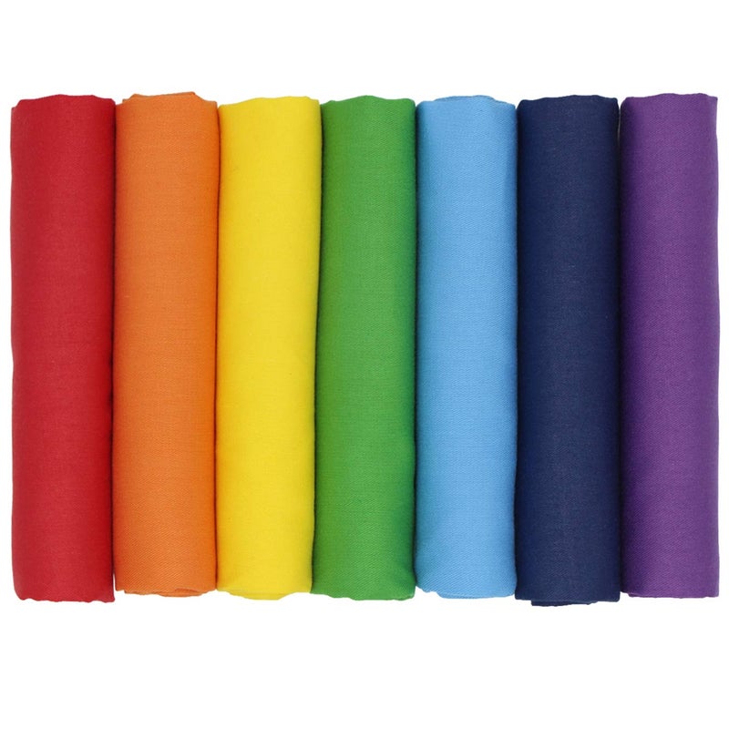 aufodara 7 Pieces 177 x 195 45cm x 50cm Solid Colors Cotton Craft Fabric Bundle Precut Rainbow Patchwork for DIY Sewing Quilting Crafting Artcraft Rainbow