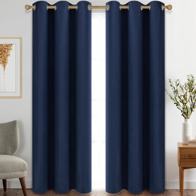 BLACKOUT CURTAINS FOR BEDROOM GROMMET THERMAL INSULATED ROOM DARKENING CURTAINS 42 X 84 INCH 2 PANELS NAVY BLUE