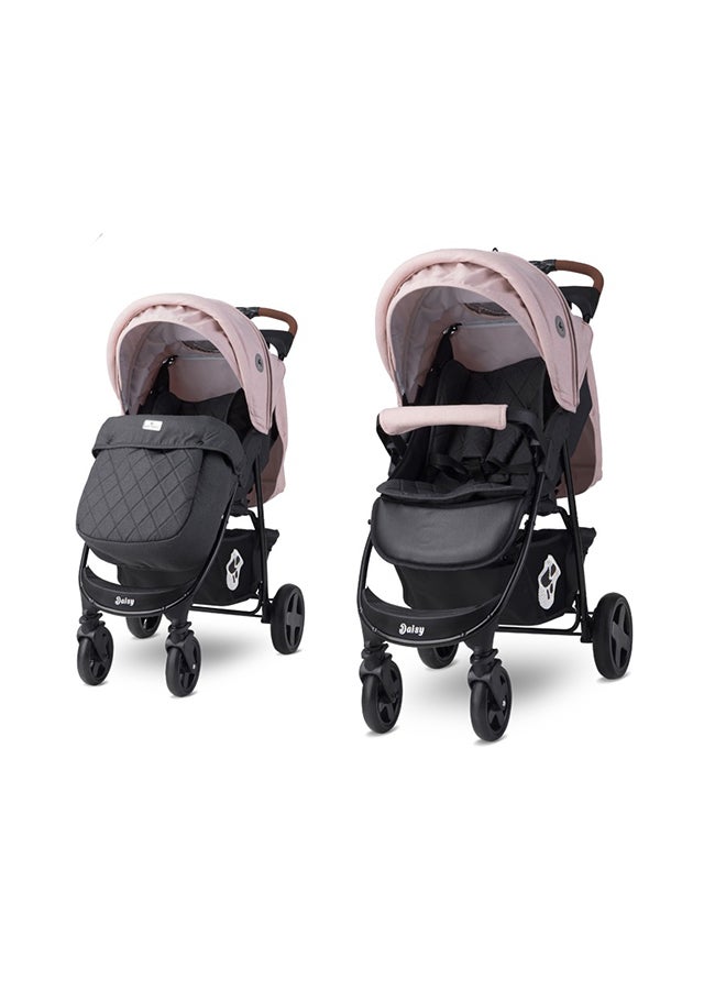 lorelli عربة أطفال ديزي مع غطاء قدم أسود ووردي - Image 4