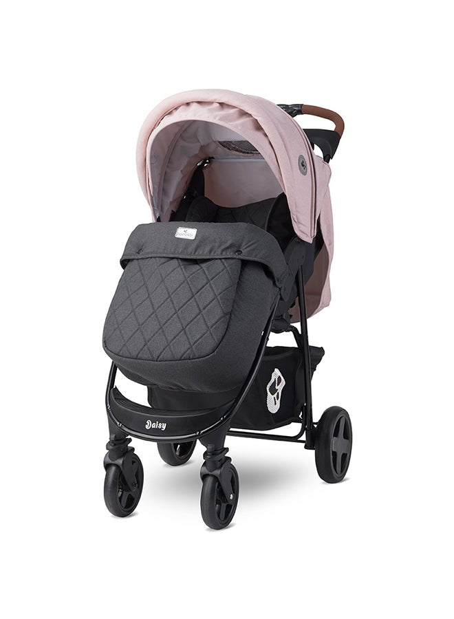 lorelli عربة أطفال ديزي مع غطاء قدم أسود ووردي - Image 2