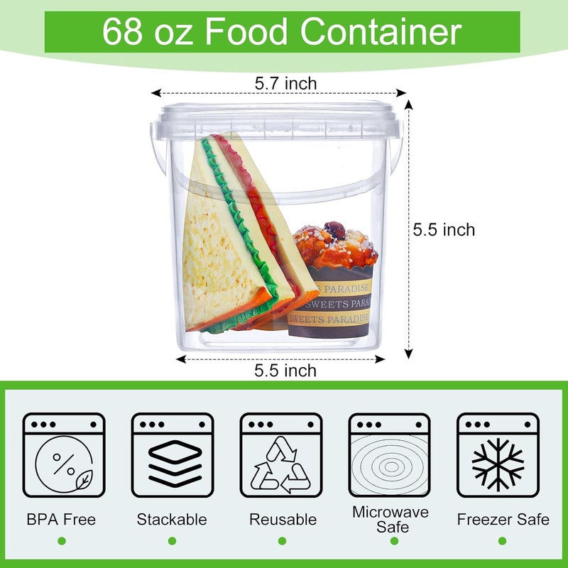 Macarrie حزمة 50 من حاويات دلي مربعة سعة 68 أونصة مع أغطية حاويات تخزين الطعام البلاستيكية الشفافة حاوية منظمة محكمة الإغلاق لتحضير الطعام المجمد مطبخ إمدادات المطاعم سعة 68 أونصة - Image 2