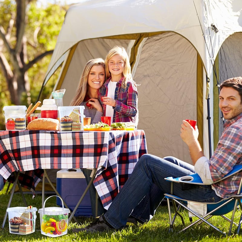 Macarrie حزمة 50 من حاويات دلي مربعة سعة 68 أونصة مع أغطية حاويات تخزين الطعام البلاستيكية الشفافة حاوية منظمة محكمة الإغلاق لتحضير الطعام المجمد مطبخ إمدادات المطاعم سعة 68 أونصة - Image 5