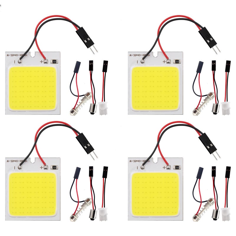 مصباح سقف LED أبيض 4 حزمة YM EBright مع مصابيح COB 48SMD للسيارات مع محولات T10 BA9S DC12V