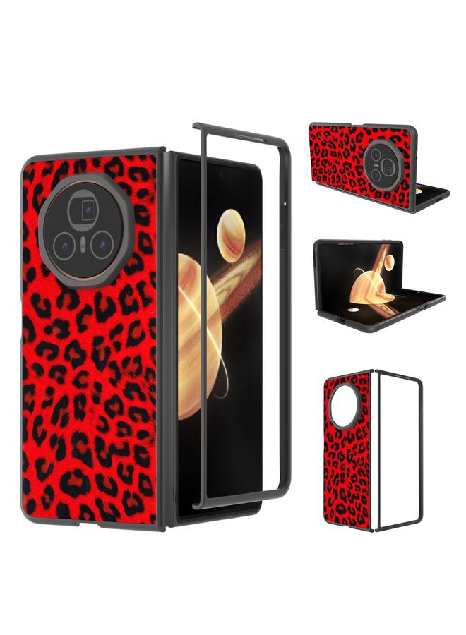 S-TOP Case For Honor Magic V3 Black Edge Leopard PU Phone Case - Image 1