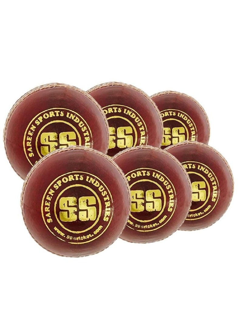 SS Club Leather Cricket Ball Red Pack of 6 - Image 1