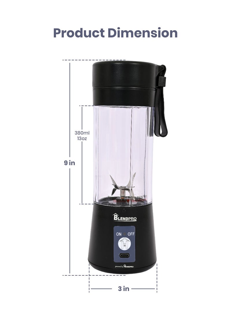 Home Pro Blendpro Portable Blender with Six Leaf Blade High Power 380ml Black - pzsku/ZD3200F95105480D72D07Z/45/_/1723631636/38f91325-b64f-4b37-9107-bd52e56e0312