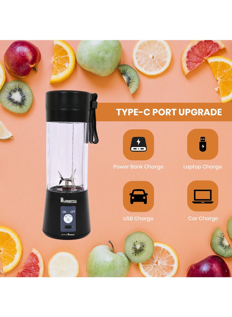 Home Pro - Home Pro Blendpro Portable Blender with Six Leaf Blade High Power 380ml Black - Image 1