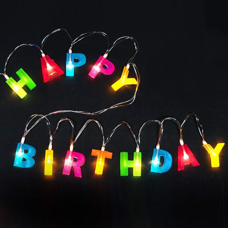 HK Balloons HK balloons Happy Birthday Lights 13 LED Letter Battery Operated String Lights 6ft Birthday Party Decor Supplies for Indoor LEDBirthday Banner - Image 1