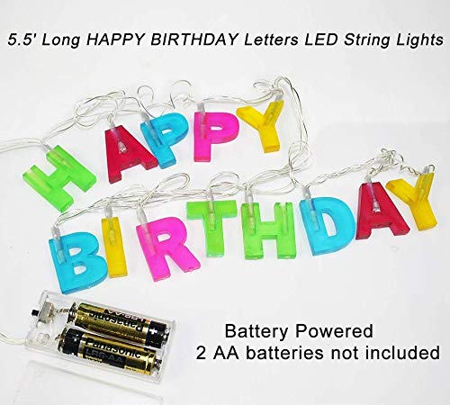 HK Balloons HK balloons Happy Birthday Lights 13 LED Letter Battery Operated String Lights 6ft Birthday Party Decor Supplies for Indoor LEDBirthday Banner - Image 5