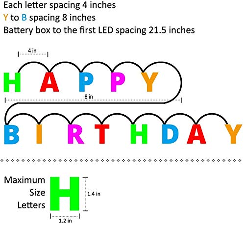 HK Balloons HK balloons Happy Birthday Lights 13 LED Letter Battery Operated String Lights 6ft Birthday Party Decor Supplies for Indoor LEDBirthday Banner - Image 4