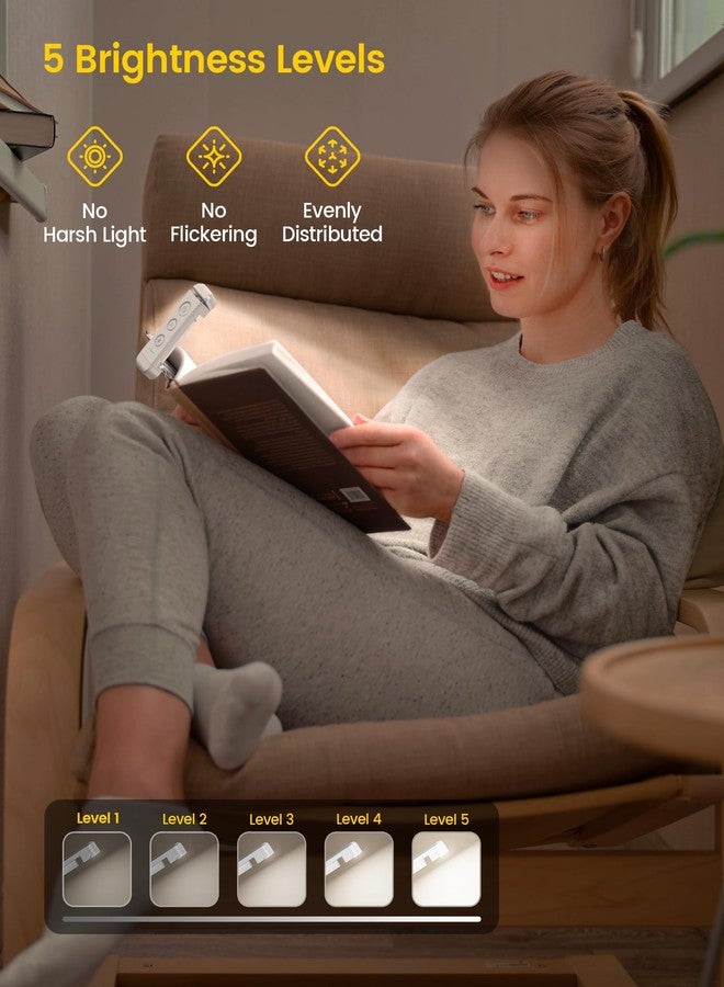 Glocusent Usb Rechargeable Book Light For Reading In Bed, Portable Clip-On Led Reading Light, 3 Amber Colors & 5 Brightness Dimmable, Compact & Long Lasting, Perfect For Book Lovers, Kids - Abs - Image 2