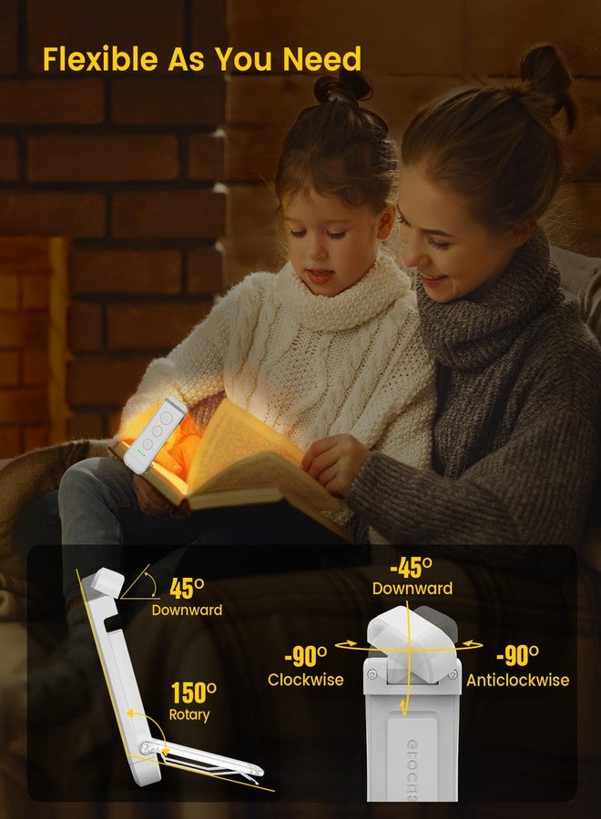 Glocusent Usb Rechargeable Book Light For Reading In Bed, Portable Clip-On Led Reading Light, 3 Amber Colors & 5 Brightness Dimmable, Compact & Long Lasting, Perfect For Book Lovers, Kids - Abs - Image 5