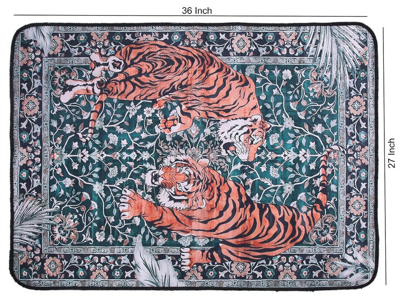 AAZEEM Washable Non-Slip Carpet for Living Room Bedroom Bohemian Low-Pile Printed Indoor Accent Stain Resistant Non-shed Carpet for Home Office Décor |Green Color|2 X 3 feet - Image 5