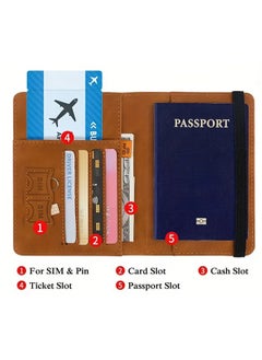 We Happy Passport Holder Travel Wallet Slim Ticket and Documents Cover with RFID Blocking and SIM Card Slots  - Image 2