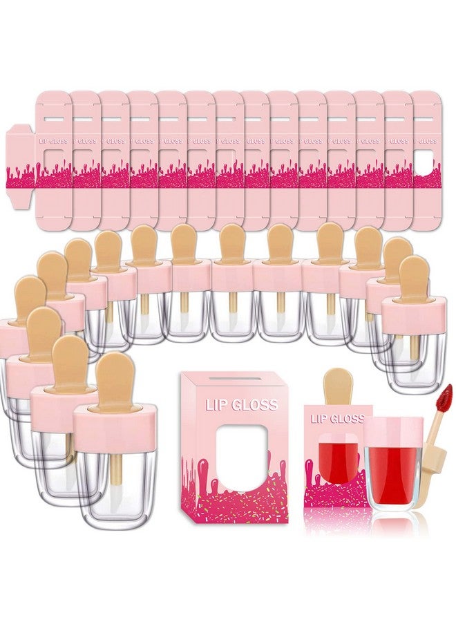 ANZKA 15 Pack Icecream Lip Gloss Tube Boxes Packaging Pink Lip Gloss Boxes For 2.68X1.62 Inch Ice Cream Shaped Empty Lipgloss Tubes Pink Ice Cream Lip Gloss Tube Bottle Packaging(Not Include - Image 1