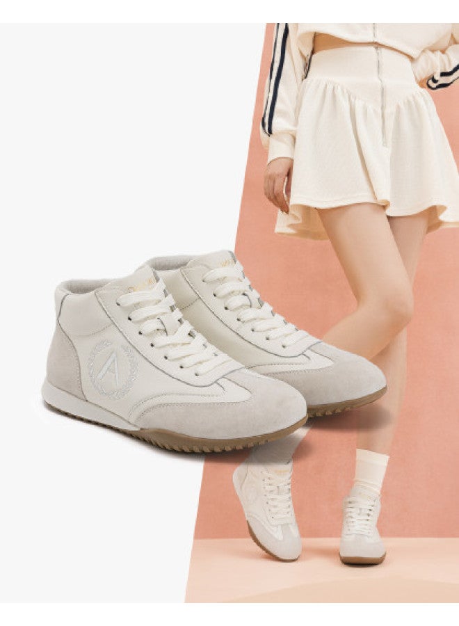 AOKANG Chunky Platform Sneakers For Women】round Toe Height-increasing Simple Fashion Versatile High-top Casual Sports Shoes For Women Comfortable Lace-up - Image 1