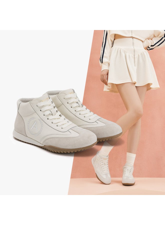 AOKANG Chunky Platform Sneakers For Women】round Toe Height-increasing Simple Fashion Versatile High-top Casual Sports Shoes For Women Comfortable Lace-up - Image 2