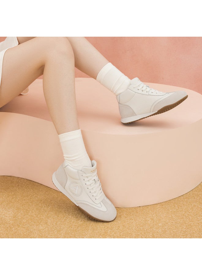 AOKANG Chunky Platform Sneakers For Women】round Toe Height-increasing Simple Fashion Versatile High-top Casual Sports Shoes For Women Comfortable Lace-up - Image 3