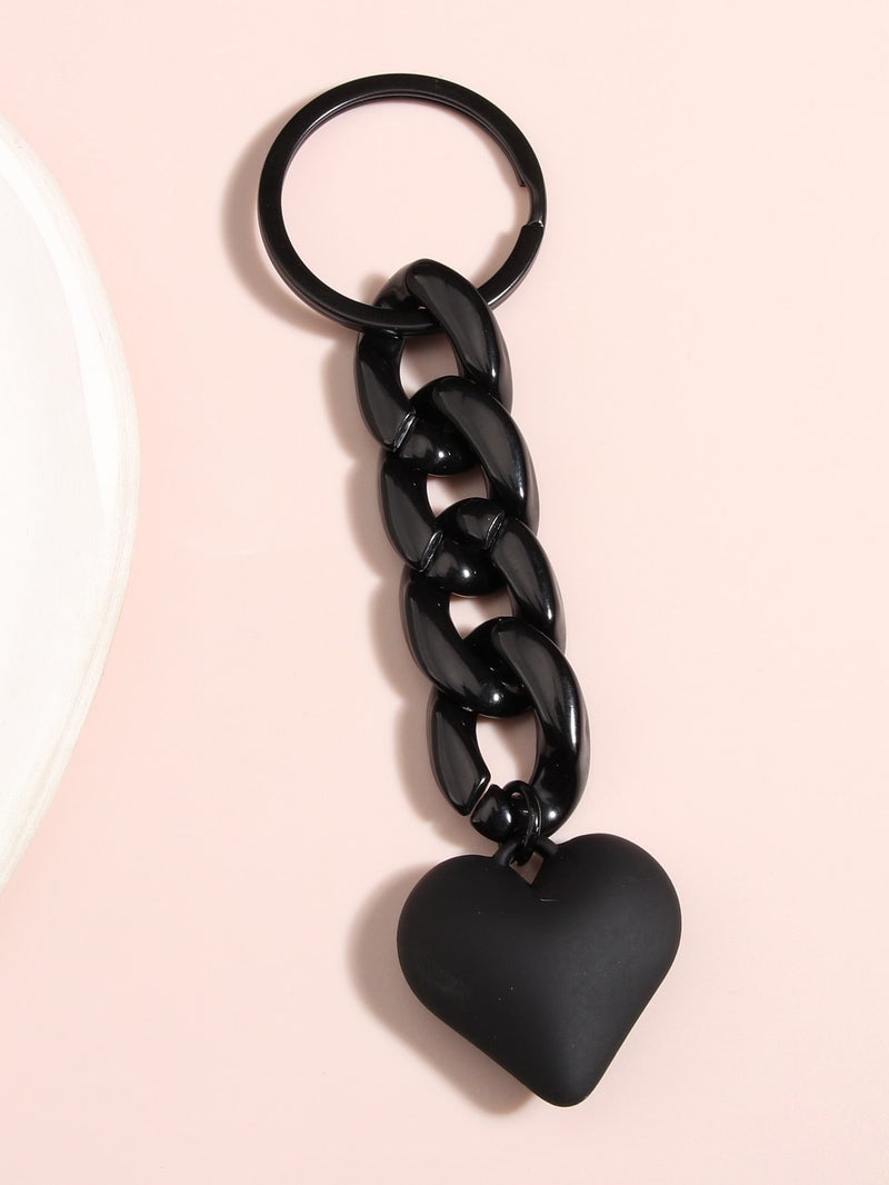 Black Heart Chain Keychain – Modern Accessory for Men and Women - Image 2