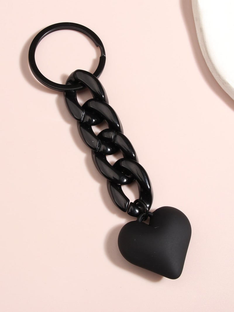Black Heart Chain Keychain – Modern Accessory for Men and Women - Image 1