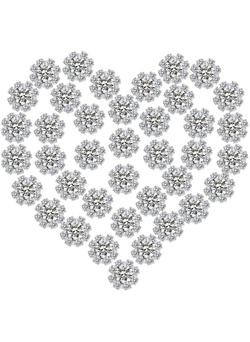 KASTWAVE 50 Pcs 10mm Rhinestone Embellishments Flatback Buttons Jewelry Flower Crystal Accessory for Crafts DIY Jewelry Making Wedding Decoration Bridal Bouquet Invitations Silver  - Image 1