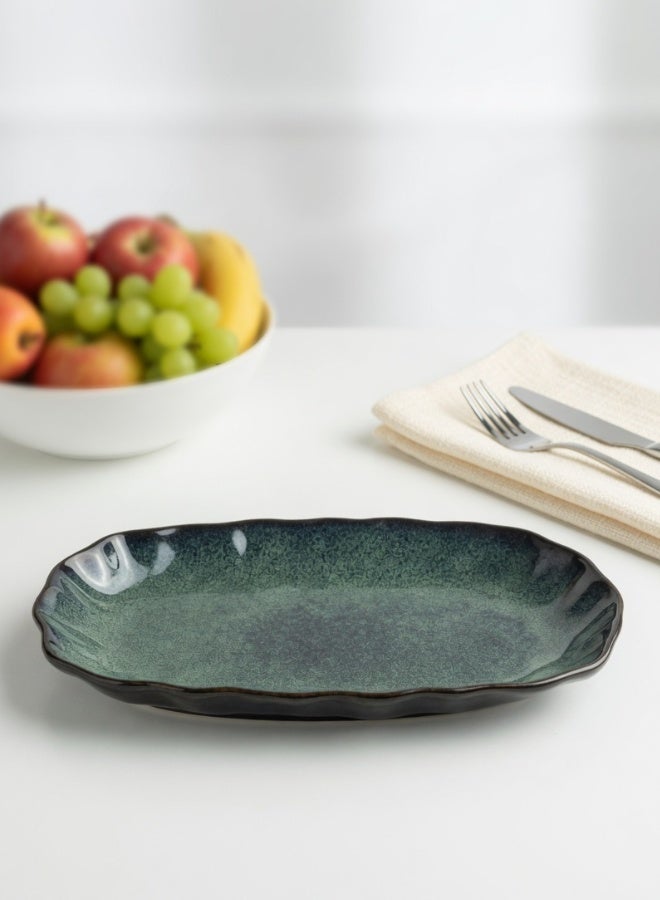 Clink Japanese Style Large Ceramic Dinner Plate, Premium Oval Porcelain Plate 12.25 inch, Misty Green Oval Plate Handcrafted Fish Plate, Pasta Plate, Perfect for Fish, Meat, Pasta, Salad, Fruits, Main Courses - Image 4