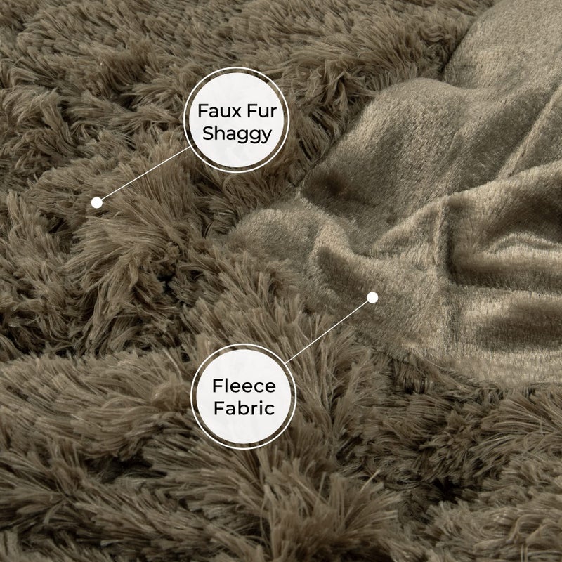 Tuddrom Decorative Extra Soft Faux Fur Blanket Queen Size 80"" x 90"" Solid Reversible Fuzzy Long Hair Shaggy Blanket Fluffy Cozy Plush Fleece Comfy Microfiber Fur Blanket for Couch Sofa Bed Brown - Image 5