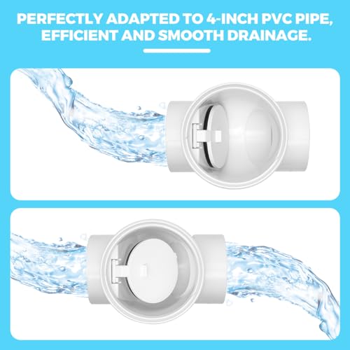 Cinsda 4" PVC Backwater Valve, 4 Inch Back Flow Preventer Valve, Backflow Water Valve Prevents Sewage Backflow - Image 4