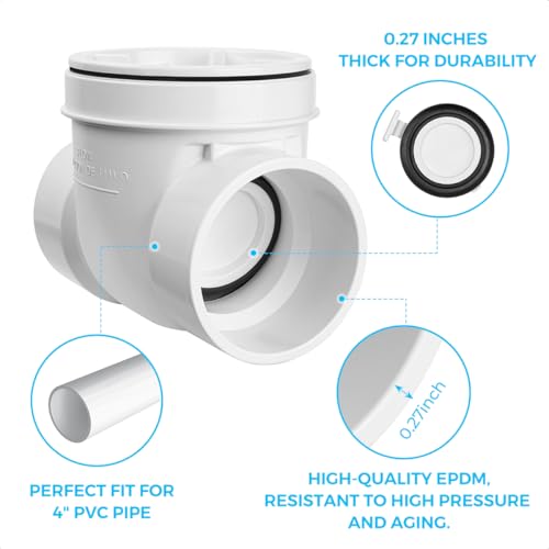 Cinsda 4" PVC Backwater Valve, 4 Inch Back Flow Preventer Valve, Backflow Water Valve Prevents Sewage Backflow - Image 3