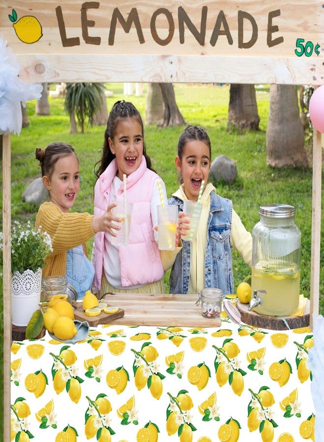 Inspireyee 4 Pack Lemon Tablecloth Lemons Summer Party Tablecover Rectangle Disposable Lemonade Table Cover 51 x 86 for Lemonade Theme Birthday Party Wedding Shower Supplies Lemon Table Decorations - Image 4
