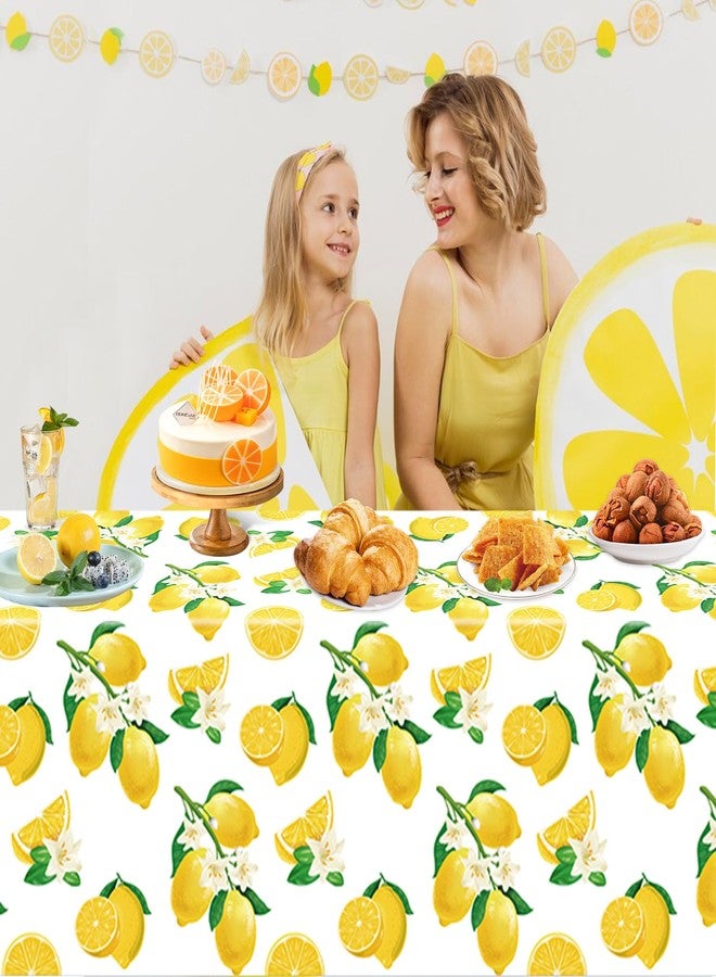 Inspireyee 4 Pack Lemon Tablecloth Lemons Summer Party Tablecover Rectangle Disposable Lemonade Table Cover 51 x 86 for Lemonade Theme Birthday Party Wedding Shower Supplies Lemon Table Decorations - Image 3