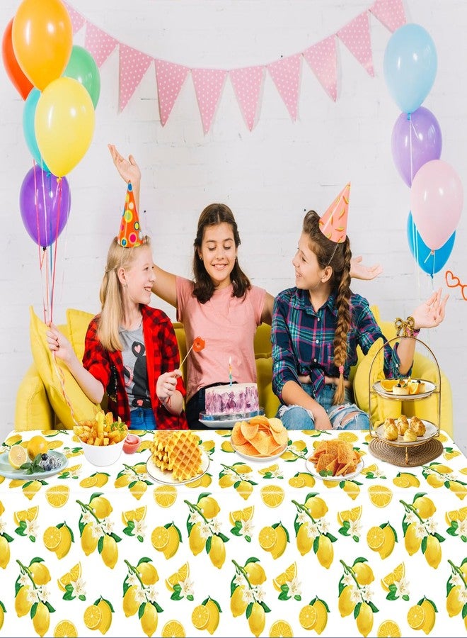 Inspireyee 4 Pack Lemon Tablecloth Lemons Summer Party Tablecover Rectangle Disposable Lemonade Table Cover 51 x 86 for Lemonade Theme Birthday Party Wedding Shower Supplies Lemon Table Decorations - Image 5