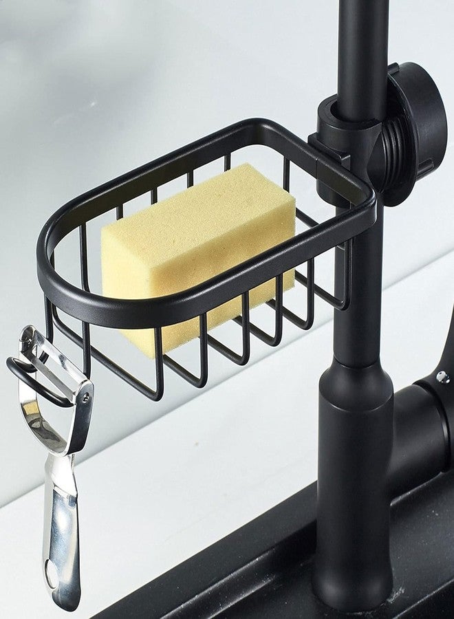 MORPICH Faucet Sponge Holder for Kitchen Sink - Caddy Organizer Storage Rack, Detachable Hanging Dish Rack (Black) - Image 1