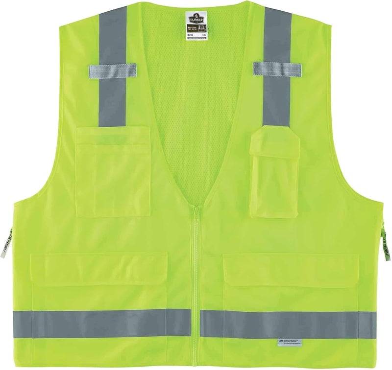 Ergodyne  21429 GloWear 8250Z ANSI Lime Surveyors Reflective Safety Vest with Back Pocket 4XL5XL - Image 1