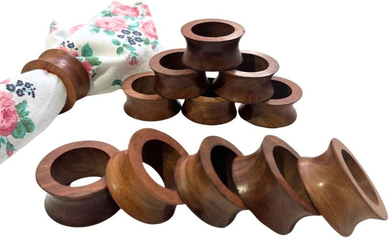 ARN Craft Napkin Holder Set of 12 Handmade Acacia Wood Dining Table Napkin Ring Classic Everyday Thanksgiving Holiday Christmas Festive Party Gift Farmhouse Décor - Image 4