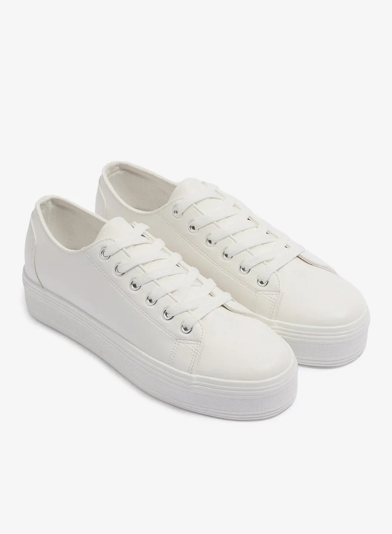 Matalan White Platform Lace Up Trainers