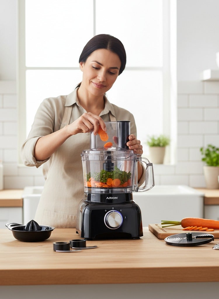 أريون اريون محضر الطعام 1000 واط - وعاء 1.2 لتر، 6 وظائف أساسية، تحكم مزدوج في السرعة والنبض (موديل: AR-1000W) - Image 2