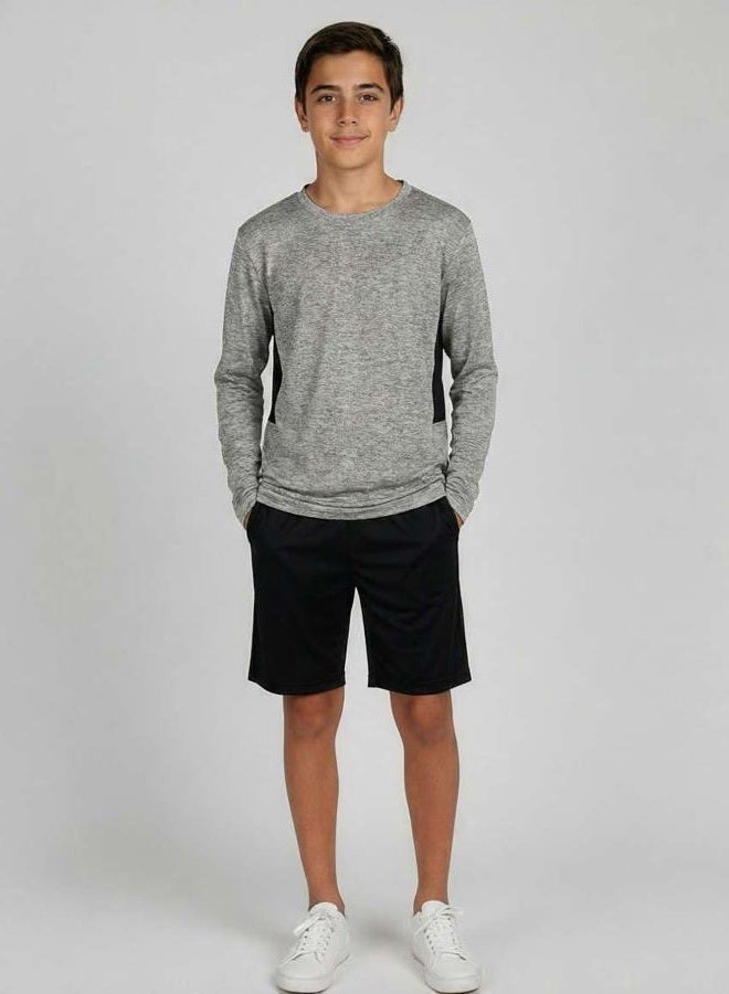 REALESSENTIALS 4 Pack:Boys Girls Youth Teen Active Wear Athletic Quick Dry-Fit Moisture Wicking Performance Basketball Gym Essentials Sport Long Sleeve Crew Undershirt Tee Top Top-Set 5, Large - Image 4