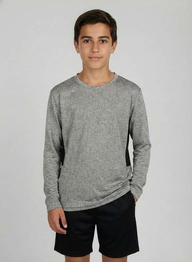REALESSENTIALS 4 Pack:Boys Girls Youth Teen Active Wear Athletic Quick Dry-Fit Moisture Wicking Performance Basketball Gym Essentials Sport Long Sleeve Crew Undershirt Tee Top Top-Set 5, Large - Image 2