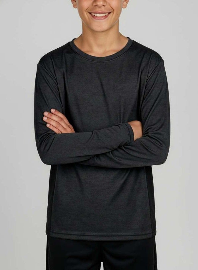 REALESSENTIALS 4 Pack:Boys Girls Youth Teen Active Wear Athletic Quick Dry-Fit Moisture Wicking Performance Basketball Gym Essentials Sport Long Sleeve Crew Undershirt Tee Top Top-Set 5, Large - Image 3