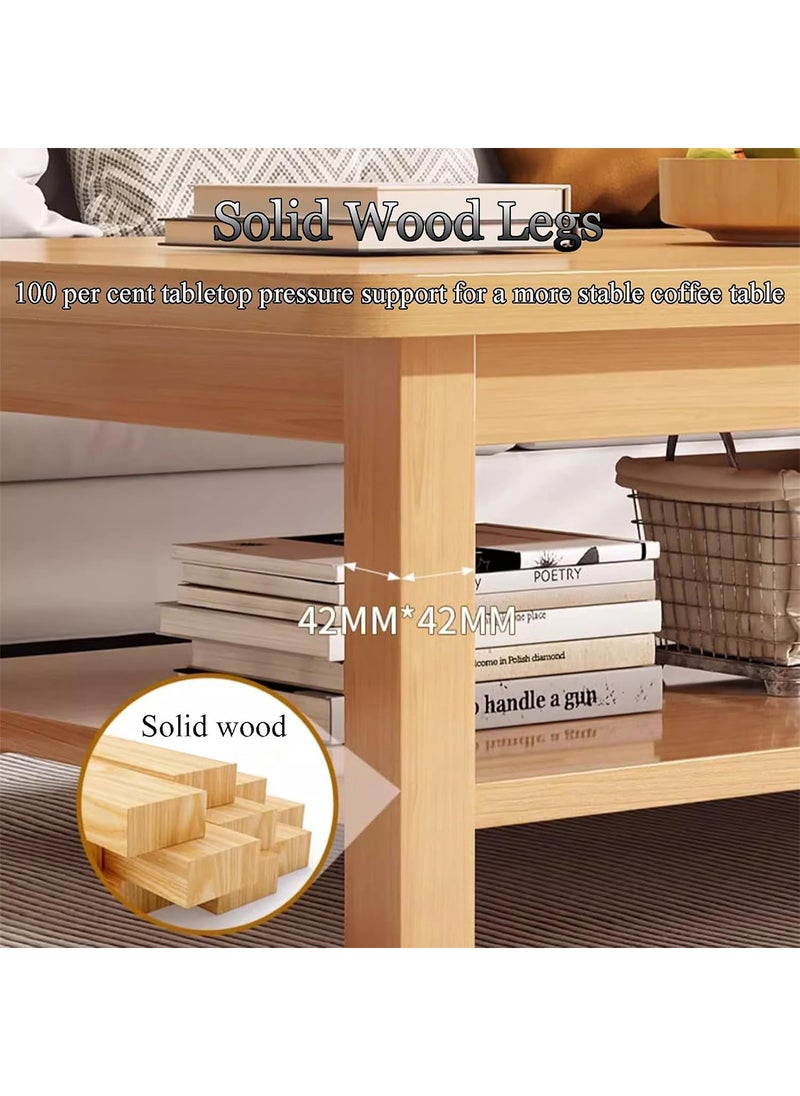 Sharpdo Multifunctional Double Layer Coffee Table Chinese Simple Rectangular Double Layer Tea Table Suitable for Office/Living Room/Tea Room 140*60*45cm  - Image 4