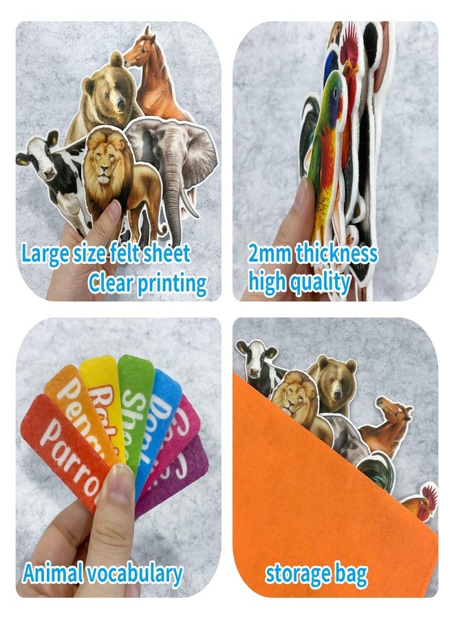 PENGFULL Felt Animals Learning Pieces,50 Wild and Farm Animal with Word Pieces for Felt Flannel Board, Montessori and Sensory Toys for 3-8 Toddlers for Kindergarten,Preschool,Toddlers - Image 3