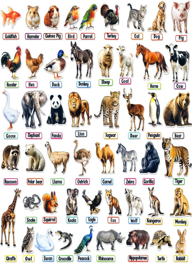 PENGFULL Felt Animals Learning Pieces,50 Wild and Farm Animal with Word Pieces for Felt Flannel Board, Montessori and Sensory Toys for 3-8 Toddlers for Kindergarten,Preschool,Toddlers - Image 1
