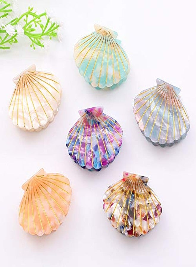 Suoirblss Shell Jaw Clip Hair Claw Clip Clamps Resin Hair Clips Marble Pattern Hairpins Hair Accessories for women Styling Hairdressing (Light blue) - Image 3