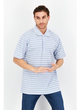 Greg Norman Men Stripe Short Sleeve Polo Shirt, Blue Combo  - Image 1