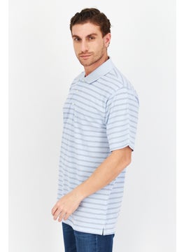 Greg Norman Men Stripe Short Sleeve Polo Shirt, Blue Combo  - Image 4