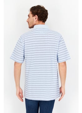 Greg Norman Men Stripe Short Sleeve Polo Shirt, Blue Combo  - Image 2
