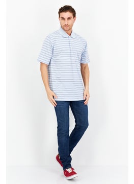 Greg Norman Men Stripe Short Sleeve Polo Shirt, Blue Combo  - Image 3