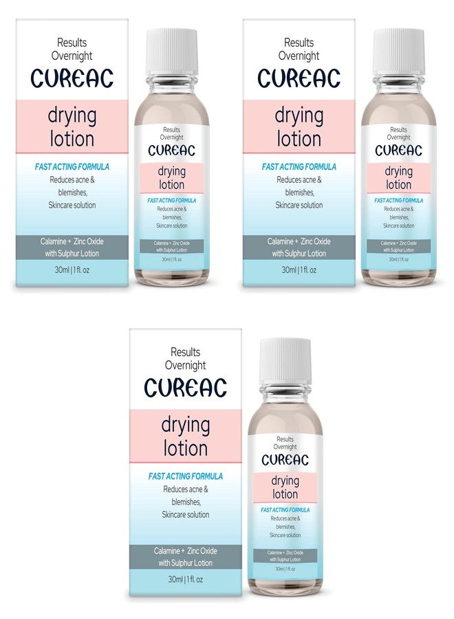 Salve Cureac Drying Lotion with Calamine, Zinc Oxide & Sulphur - 30ml (Pack of 3) | Acne & Spot Care Lotion for Clear & Balanced Skin - Image 1