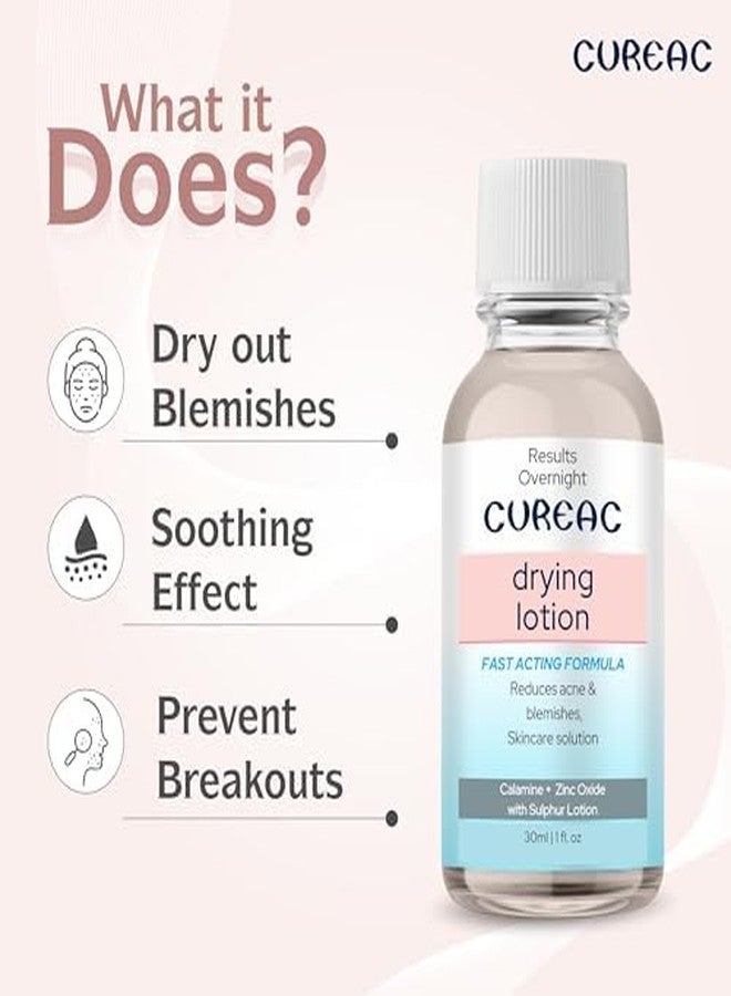 Salve Cureac Drying Lotion with Calamine, Zinc Oxide & Sulphur - 30ml (Pack of 3) | Acne & Spot Care Lotion for Clear & Balanced Skin - Image 4